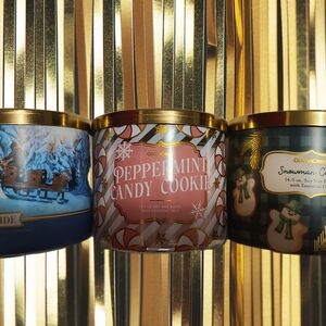 Goose Creek Holiday Candle Set (3) – Peppermint, Snowman, Sleigh NEW